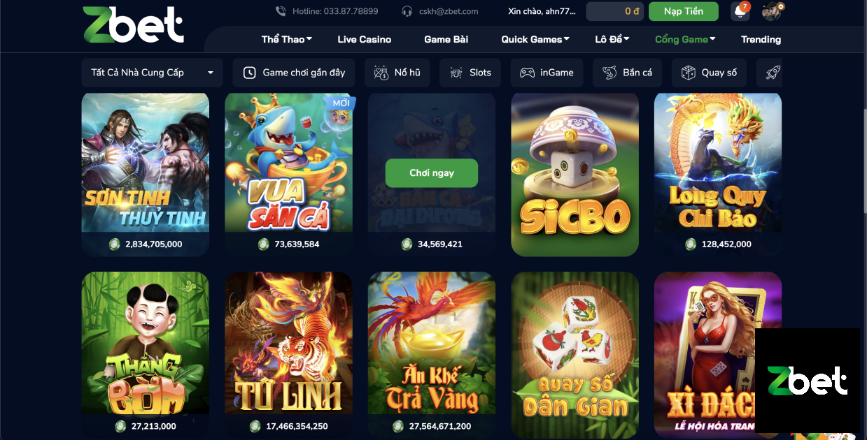 MINI GAME ZBET - CASINO ZBET - NHÀ CÁI ZBET